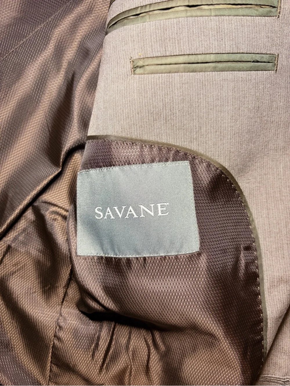 Savane Sport Coat Blazer Men’s 42L Gray 2 Button Classic Suit Jacket Long
